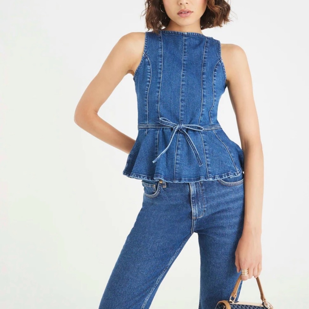 River Island Dark Blue Denim Top - Picture 3 of 11